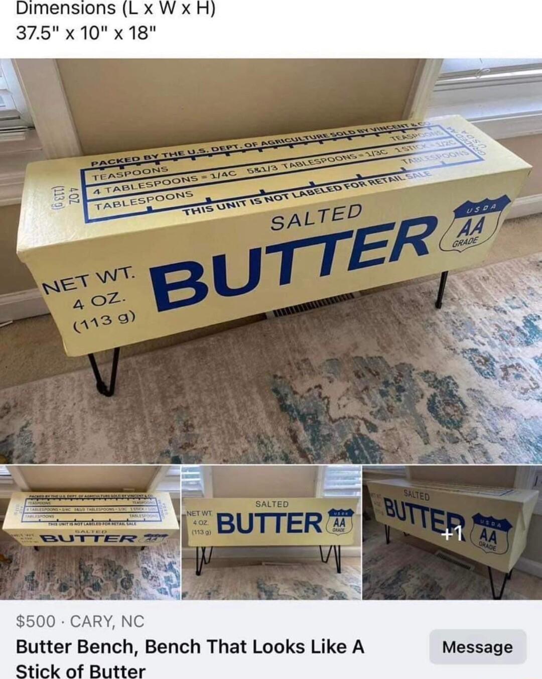375 x 10 x 18 Butter Bench Bench That Looks Like A Message
