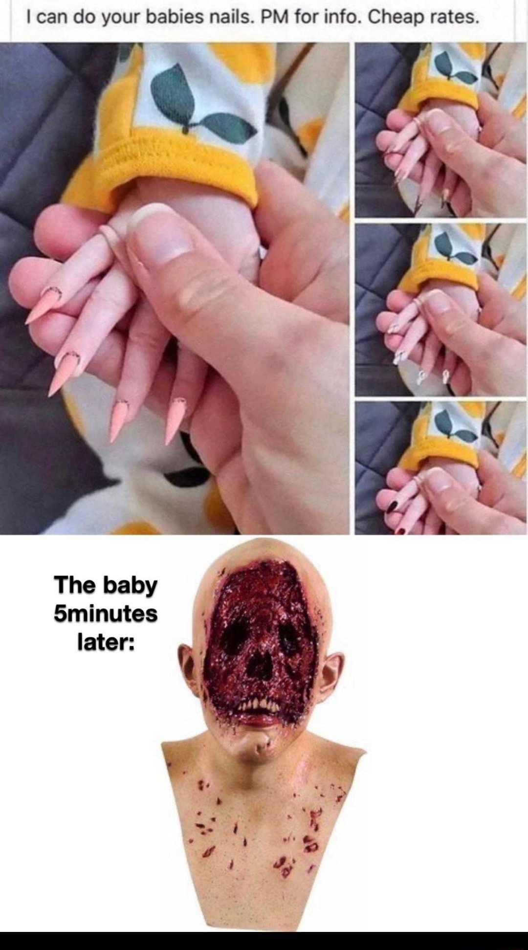 BE wmos omammm s JOIn 14h I can do your babies nails PM for info Cheap rates The baby 5minutes later