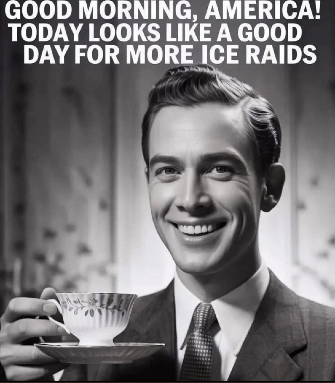 GOOD MORNING, AMERICA! TODAY LOOKS LIKE A GOOD DAY FOR MORE ICE RAIDS