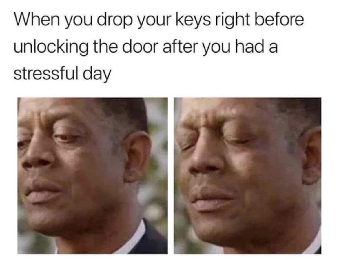 When you drop your keys right before unlocking the door after you had a stressful day