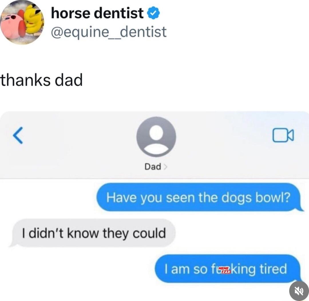 horse dentist equine_dentist thanks dad o o Dad Have you seen the dogs bowl didnt know they could