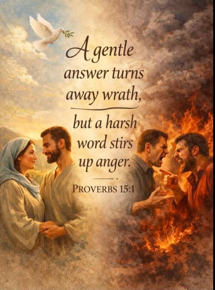 A gentle answer turns away wrath, but a harsh word stirs up anger. PROVERBS 15:1
