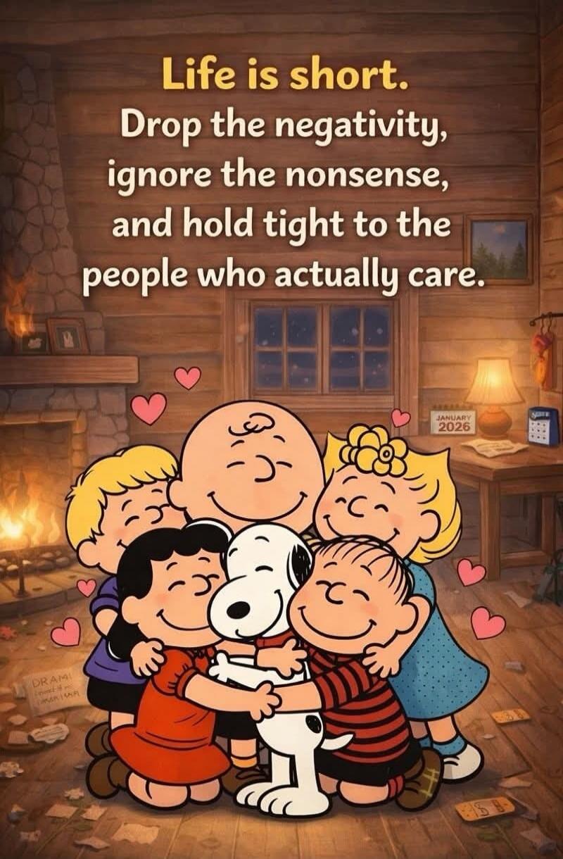 Life is short. Drop the negativity, ignore the nonsense, and hold tight to the people who actually care. JANUARY 2026