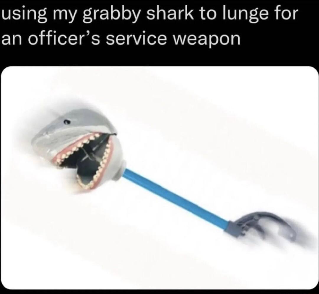 using my grabby shark to lunge for an officers service weapon