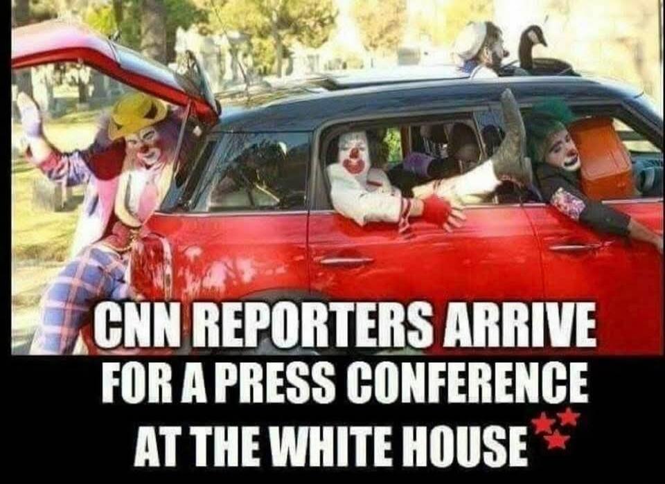 CNN REPORTERS ARRIVE FOR A PRESS CONFERENCE AT THE WHITE HOUSE