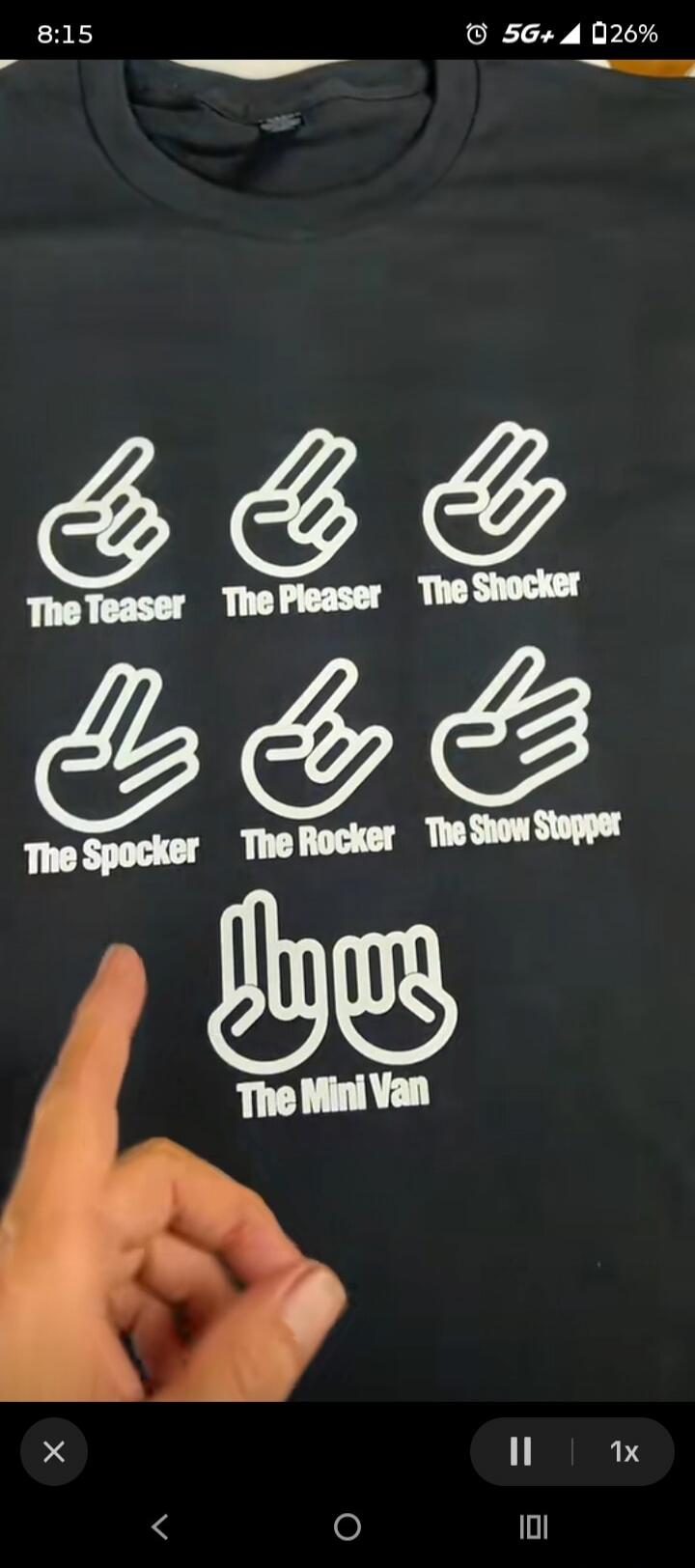 The Teaser, The Pleaser, The Shocker, The Spocker, The Rocker, The Show Stopper, The Mini Van. A hand is pointing at 'The Spocker'.