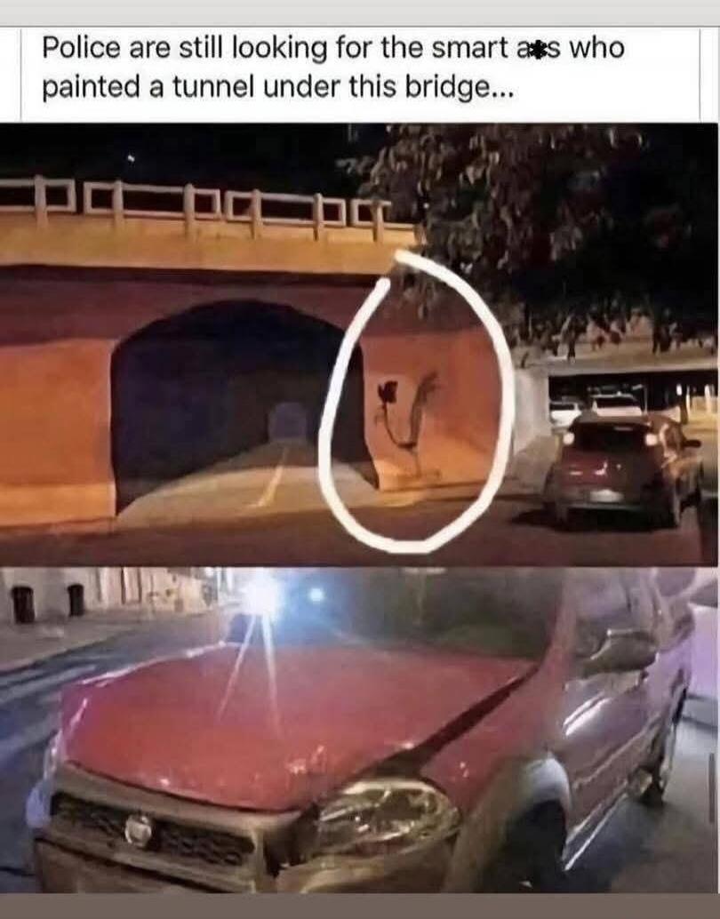 Police are still looking for the smart ass who painted a tunnel under this bridge...