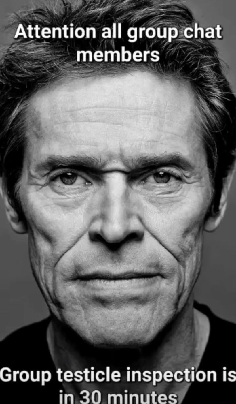 el Attention all groupchat S Group testicle inspection is X ot A 4