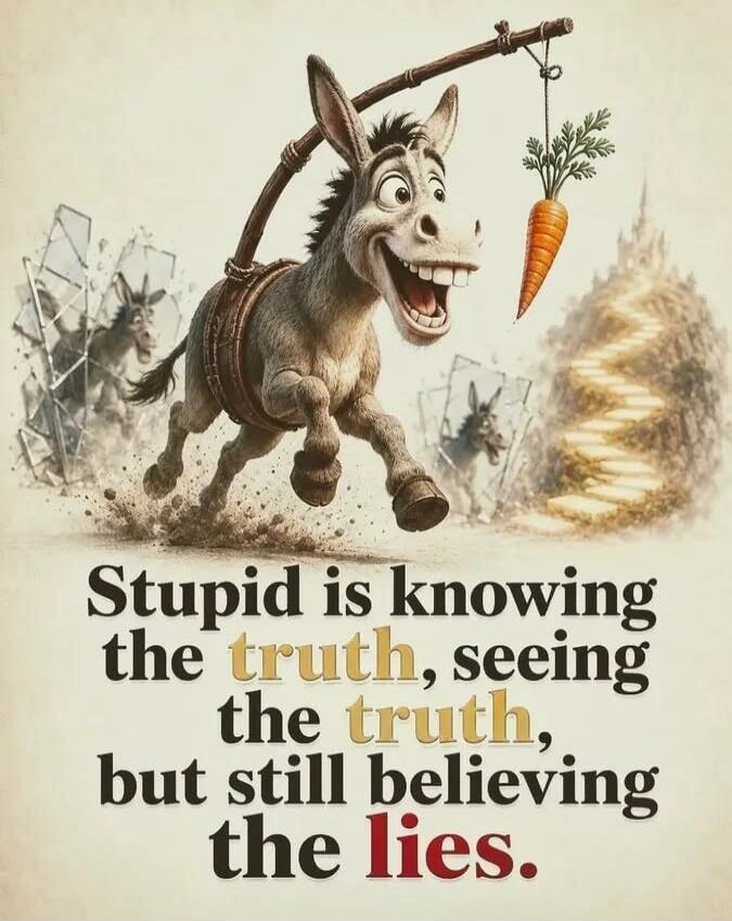 Stupid is knowing the truth, seeing the truth, but still believing the lies.