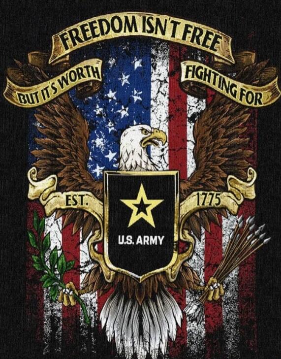 FREEDOM ISNT FREE BUT IT'S WORTH FIGHTING FOR EST. 1775 U.S. ARMY