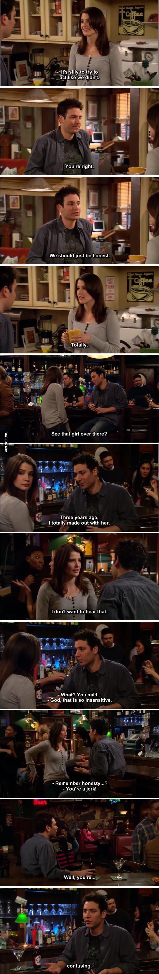 Three years ago Itotally made out with her ___ What You said God thatis so insensitive Ol m mmmr honesty VBU LCEVLIL h rin 48 Y 3 Y 0 gt X contusing