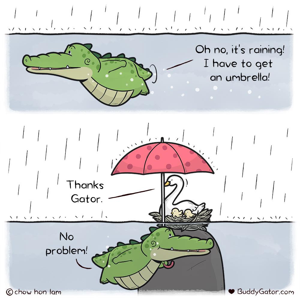 Oh no its raining _ Thove toget an umbrella chow hon lam GuddyGatarcom