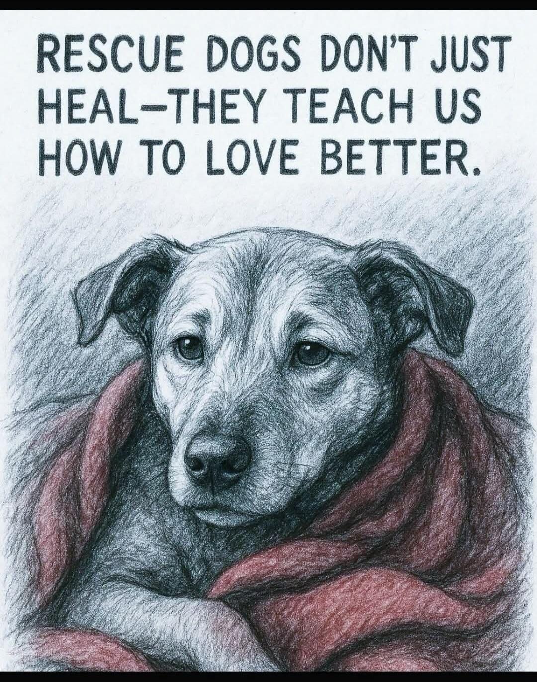 RESCUE DOGS DON'T JUST HEAL—THEY TEACH US HOW TO LOVE BETTER.