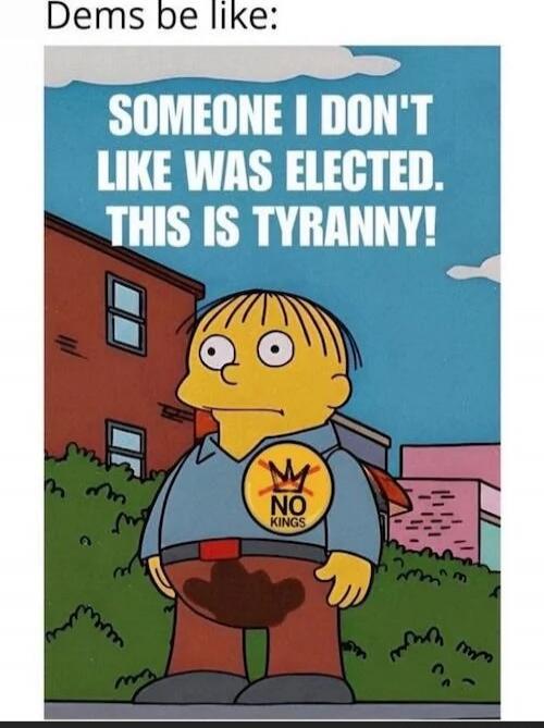 Dems be like: SOMEONE I DON'T LIKE WAS ELECTED. THIS IS TYRANNY!