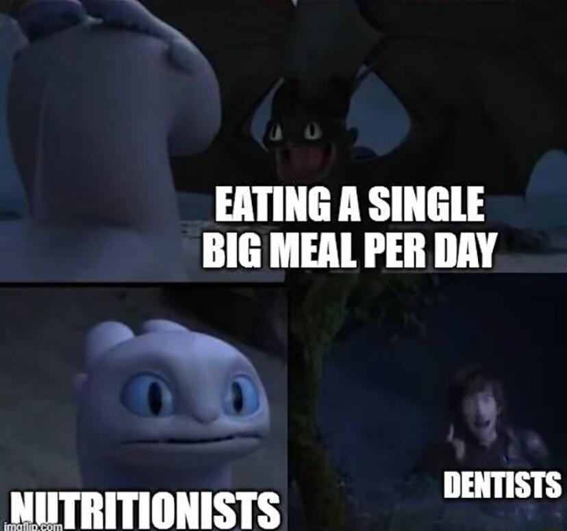 EATING R SINGLE BIG MEAL PER DRY NUTRITIONISTS