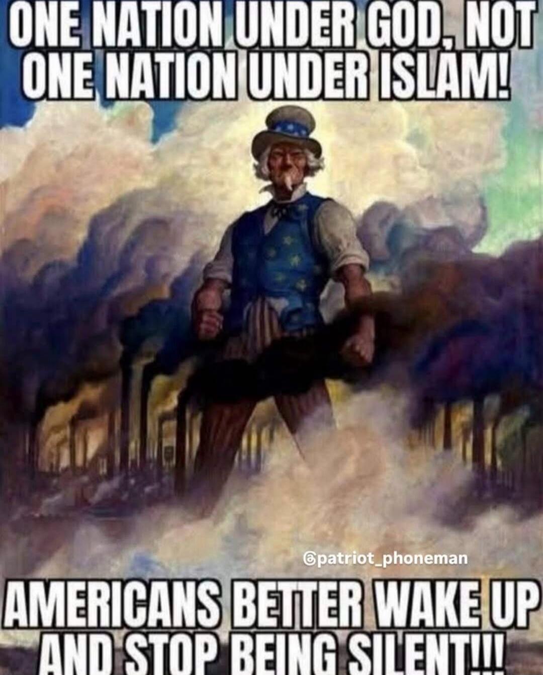 ONE NATION UNDER GOD, NOT ONE NATION UNDER ISLAM! AMERICANS BETTER WAKE UP AND STOP BEING SILENT!!!