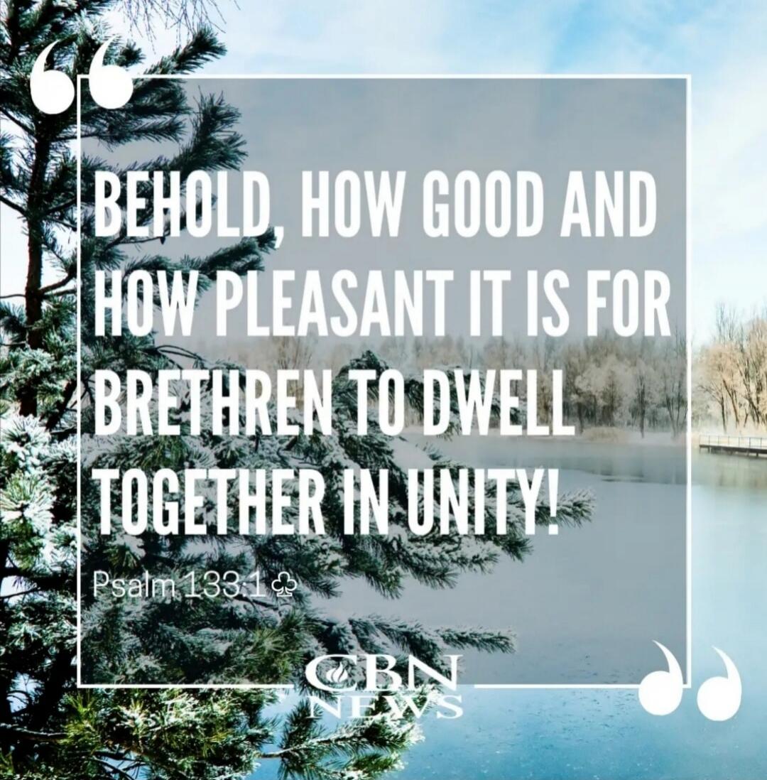 Behold, how good and how pleasant it is for brethren to dwell together in unity! Psalm 133:1