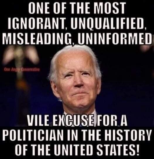 ONE OF THE MOST IGNORANT, UNQUALIFIED, MISLEADING, UNINFORMED VILE EXCUSE FOR A POLITICIAN IN THE HISTORY OF THE UNITED STATES! One Angry Conservative
