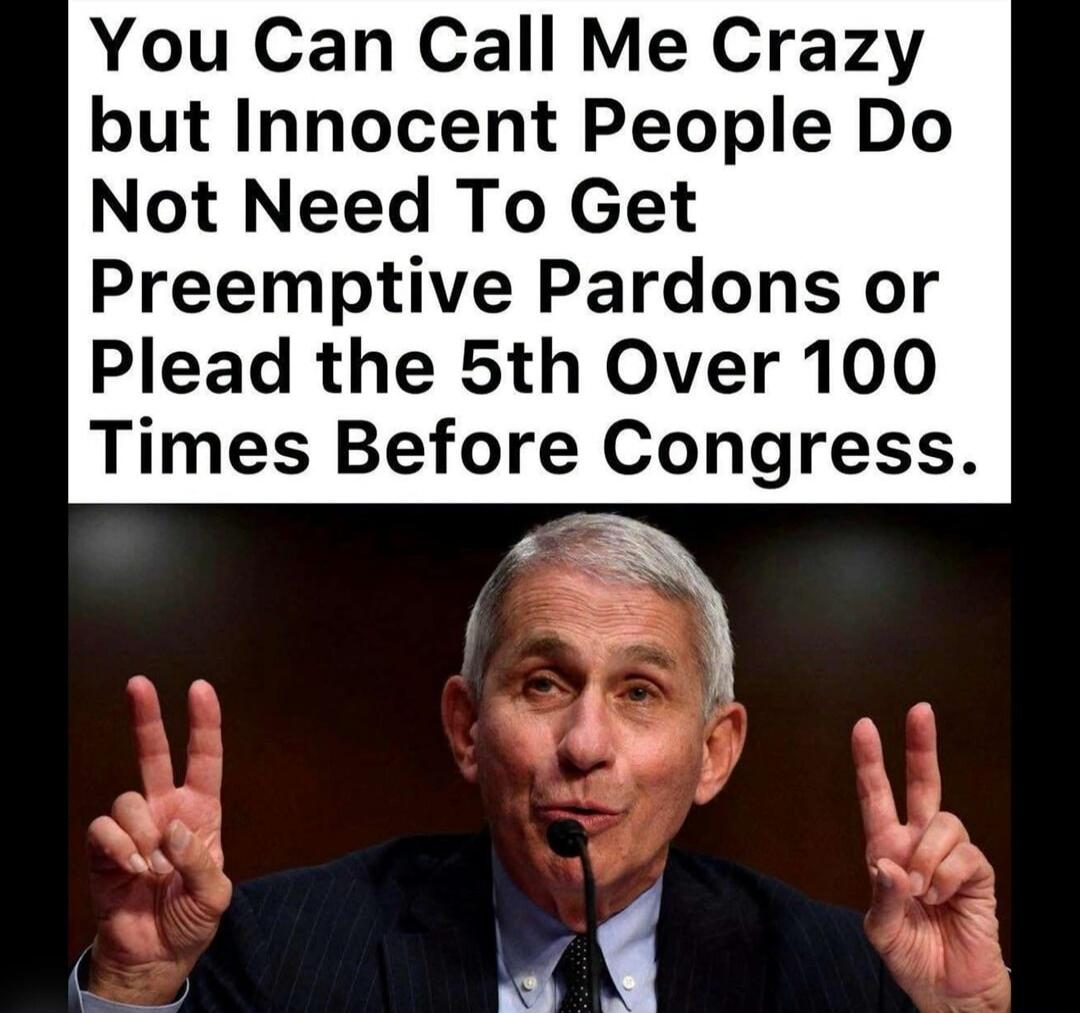 You Can Call Me Crazy but Innocent People Do Not Need To Get Preemptive Pardons or Plead the 5th Over 100 Times Before Congress.