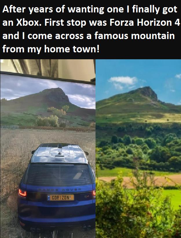 After years of wanting one I finally got an Xbox First stop was Forza Horizon 4 and come across a famous mountain from my home town mY