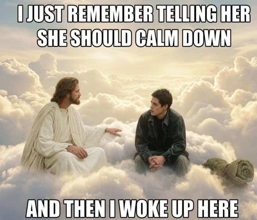 I just remember telling her she should calm down and then I woke up here