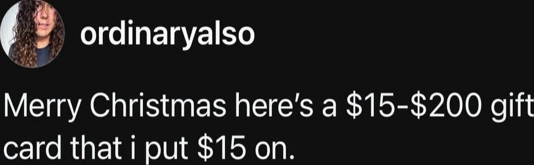 Merry Christmas here's a $15-$200 gift card that i put $15 on.
Session ID: 1042419.