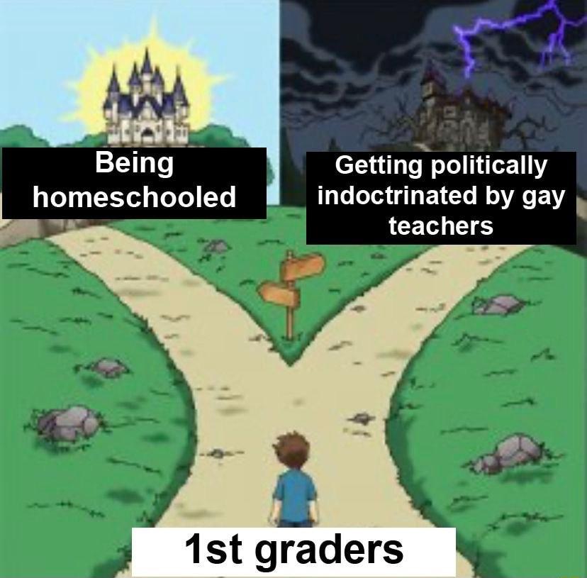 Being Getting politically homeschooled indoctrinated by gay teachers 1st graders