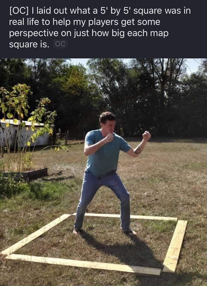 OC laid out what a 5 by 5 square was in real life to help my players get some perspective on just how big each map ECEICHEE