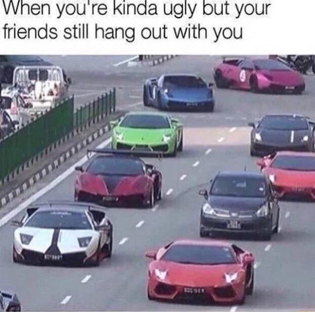 When you're kinda ugly but your friends still hang out with you