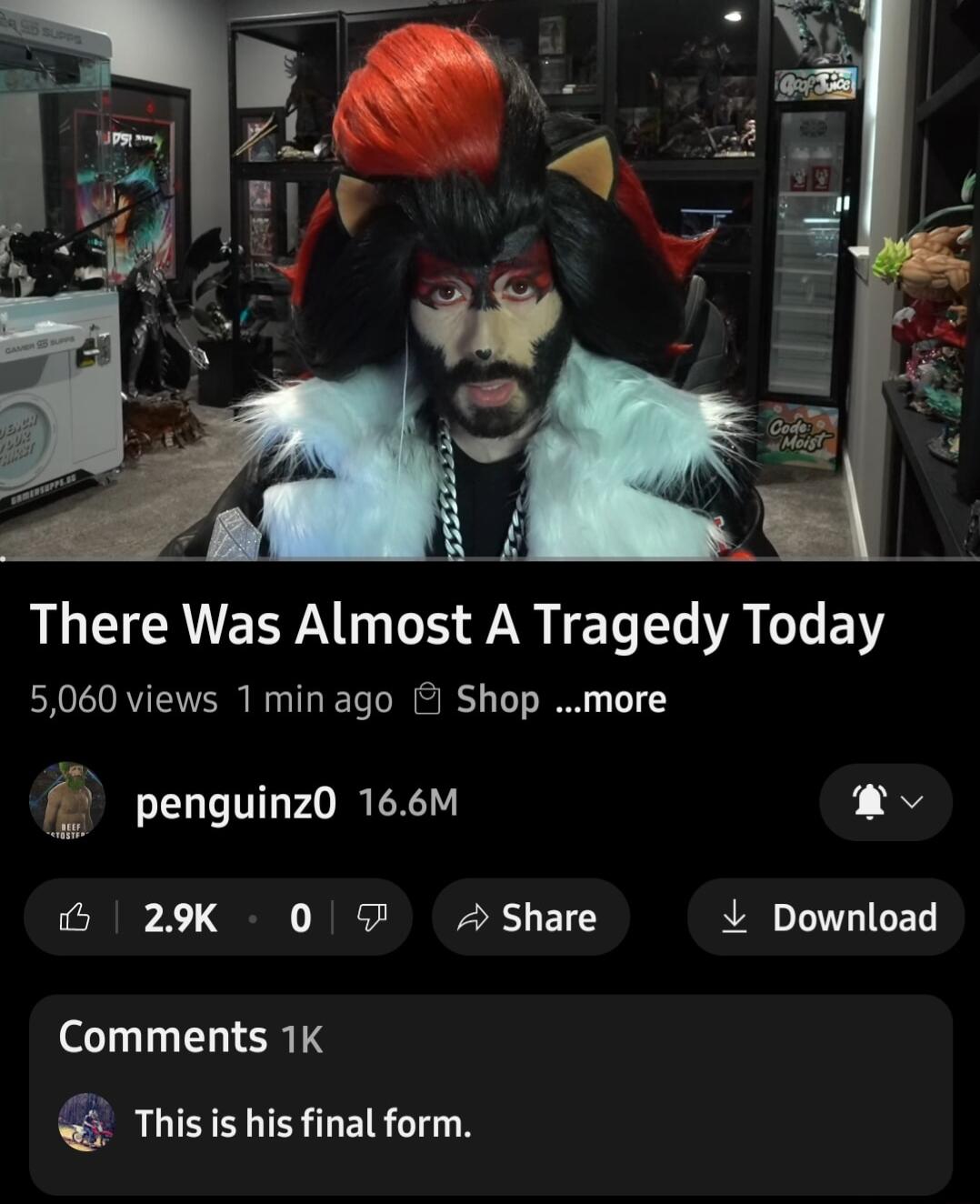 5060 views 1minago Shop more 2 penguinz0 166M 3 29K 0 A Share L Download Comments 1K Thisis hisfinal form