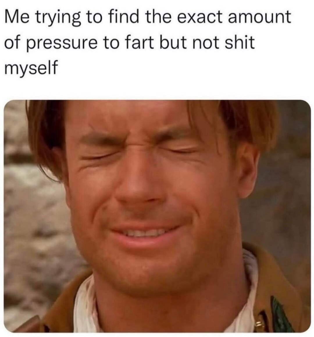 Me trying to find the exact amount of pressure to fart but not shit myself
