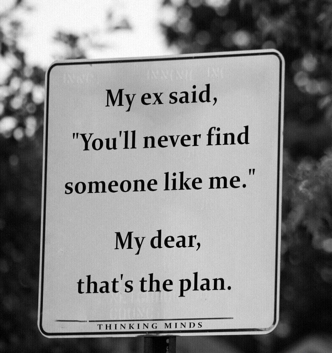 My ex said, 'You'll never find someone like me.' My dear, that's the plan.