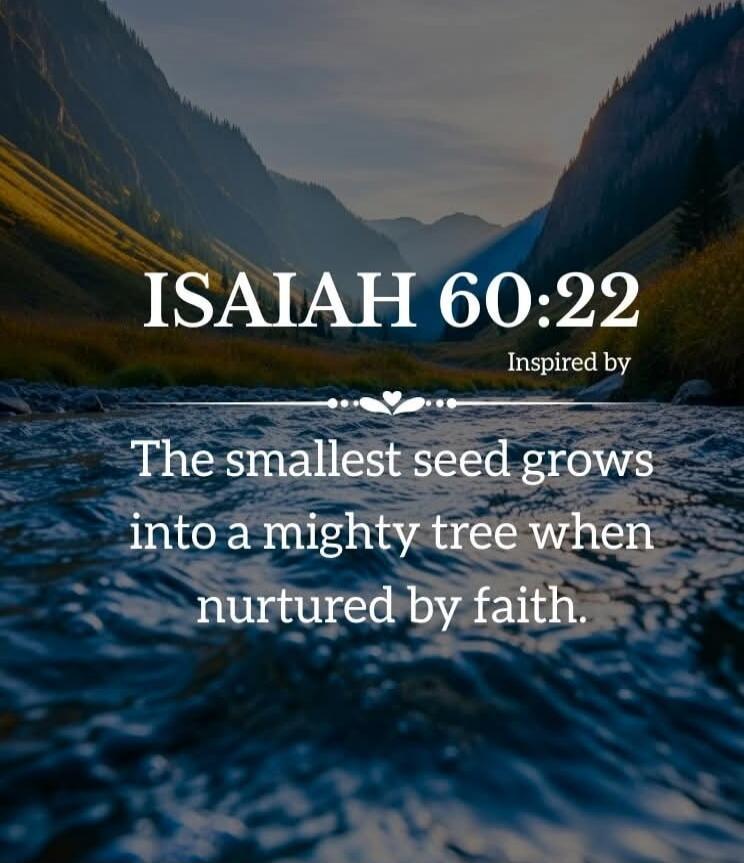 ISAIAH 60:22 Inspired by The smallest seed grows into a mighty tree when nurtured by faith.