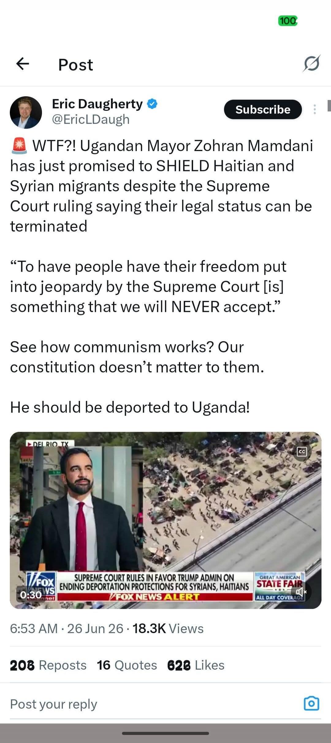 WTF?! Ugandan Mayor Zohran Mamdani has just promised to SHIELD Haitian and Syrian migrants despite the Supreme Court ruling saying their legal status can be terminated. 