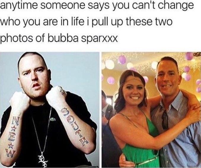 anytime someone says you cant change who you are in life i pull up these two photos of bubba sparxxx