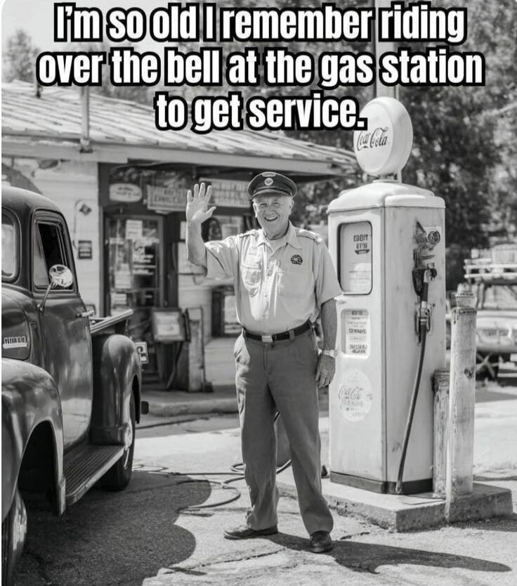 I'm so old I remember riding over the bell at the gas station to get service.
