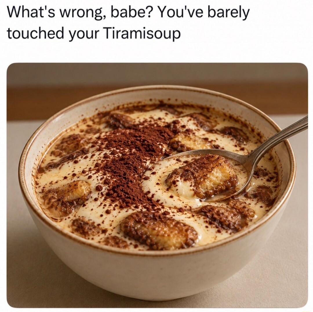 What's wrong, babe? You've barely touched your Tiramisoup