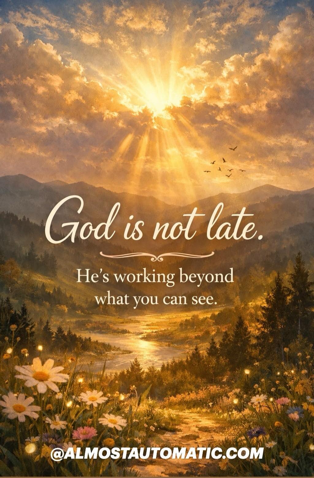 God is not late. He's working beyond what you can see.