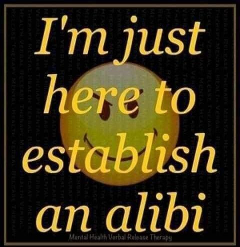 I'm just here to establish an alibi. Mental Health Verbal Release Therapy.