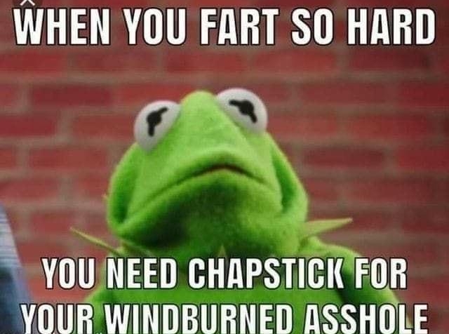 WHEN YOUFART SO HARD S YUU NEED CHAPSTICK FOR VOURWINDBURNED ASSHOLE