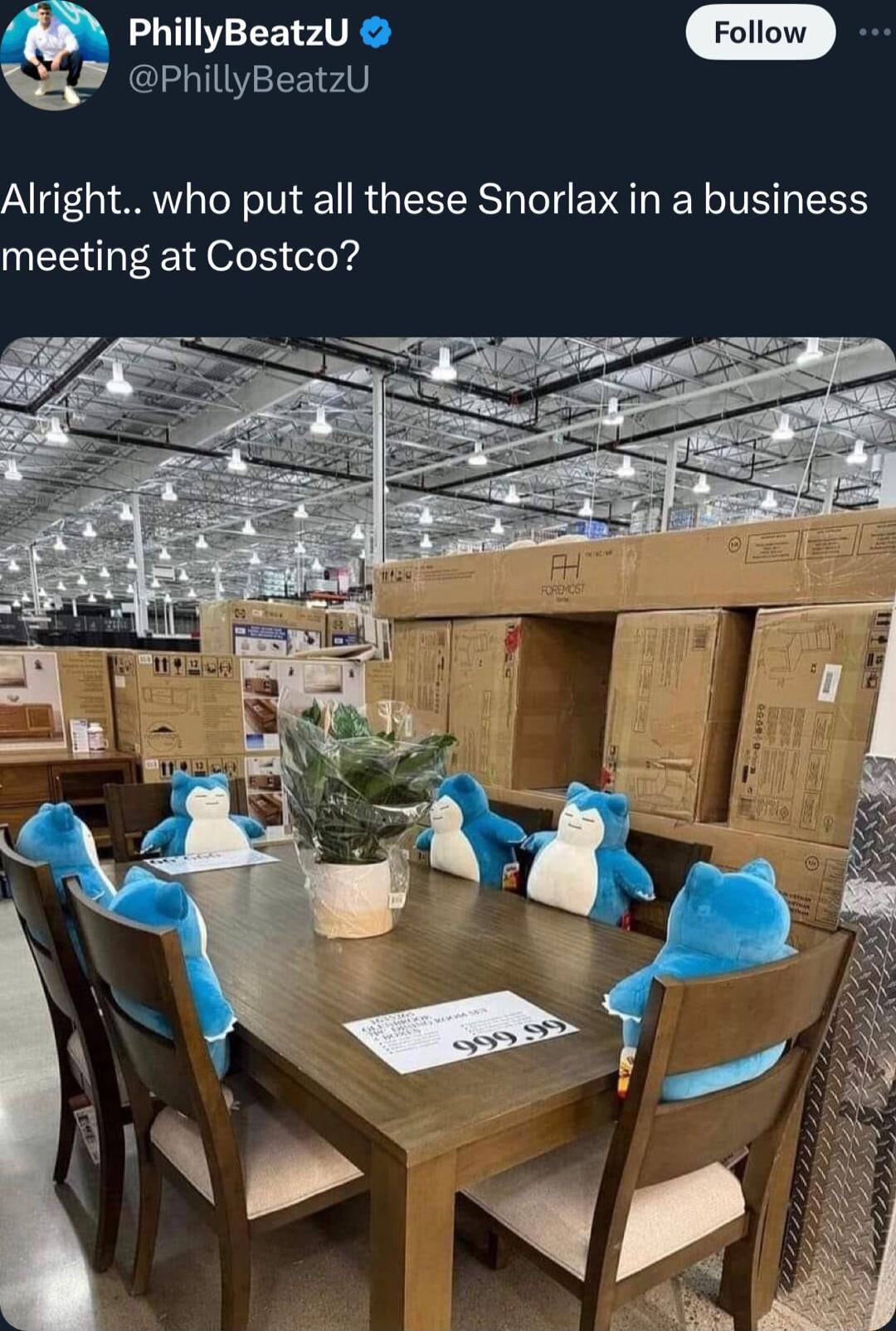 PhillyBeatzU PhillyBeatzU Alright who put all these Snorlax in a business meeting at Costco