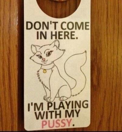 DON'T COME IN HERE. I'M PLAYING WITH MY PUSSY.