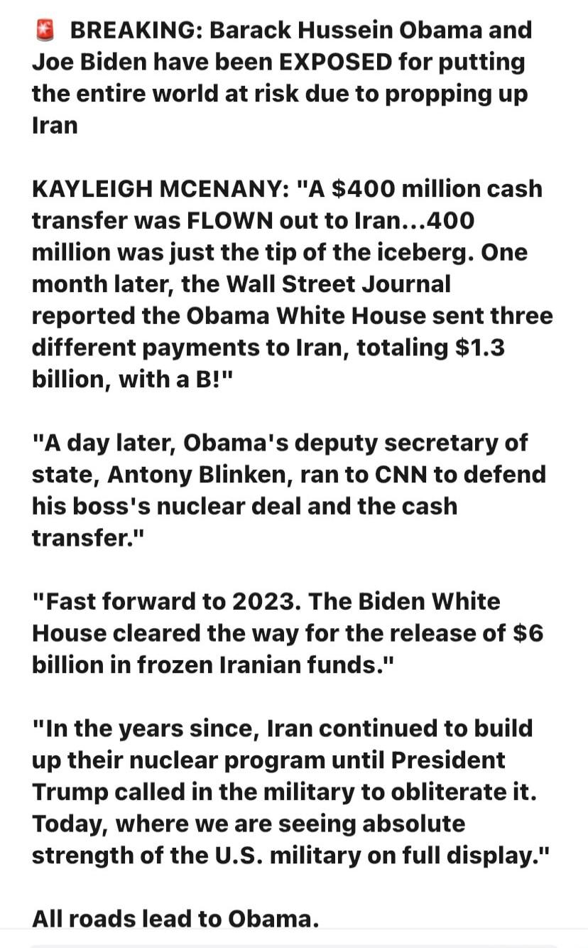 BREAKING: Barack Hussein Obama and Joe Biden have been EXPOSED for putting the entire world at risk due to propping up Iran KAYLEIGH MCENANY: 