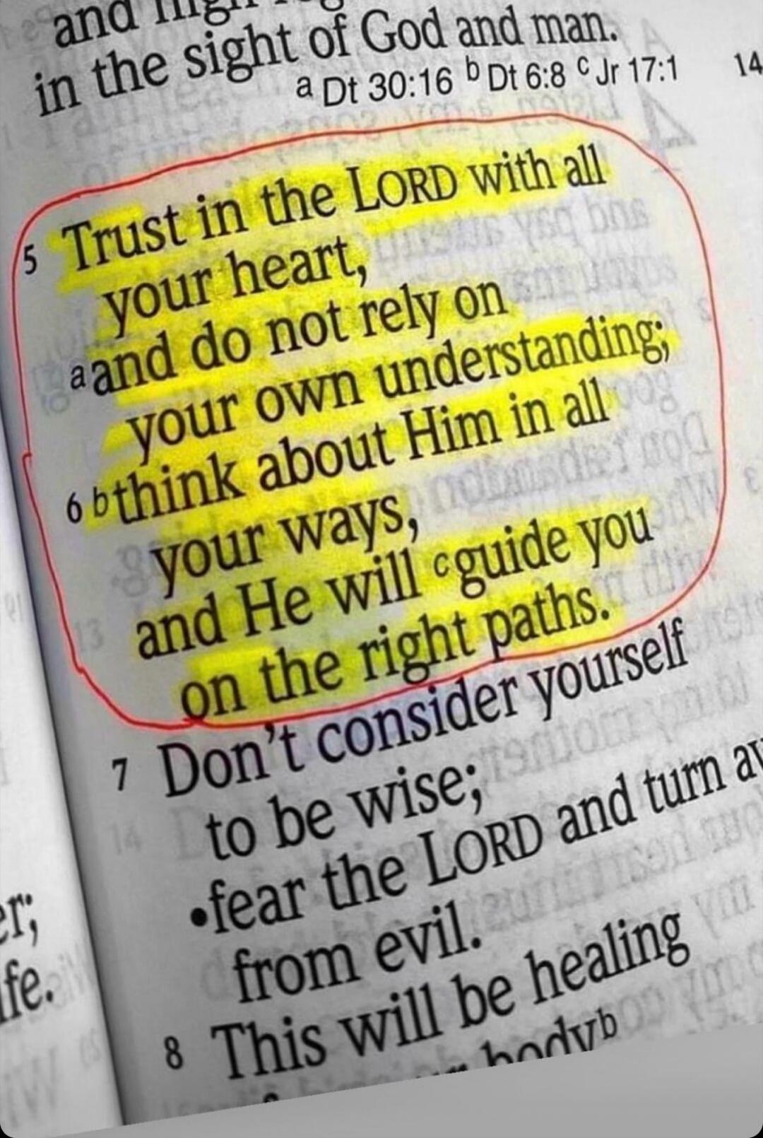 Trust in the LORD with all your heart, and do not rely on your own understanding; think about Him in all your ways, and He will guide you on the right paths.