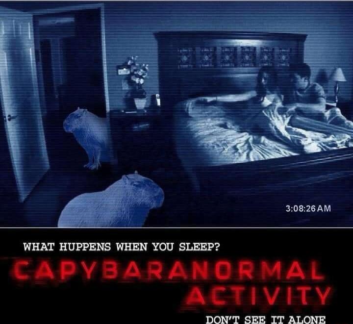 WHAT HUPPENS WHEN YOU SLEEP CAPYBARANORMAL ACTIVITY DONT SEE IT ALONE