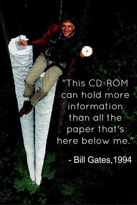 This CD ROM elesMalelloMaglolg information than all the paper thats here below me Bill Gates 1994