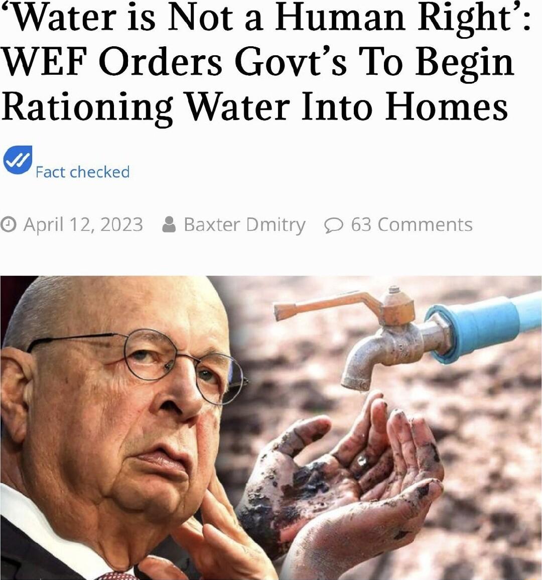 Water is Not a Human Right WEF Orders Govts To Begin Rationing Water Into Homes ga checked