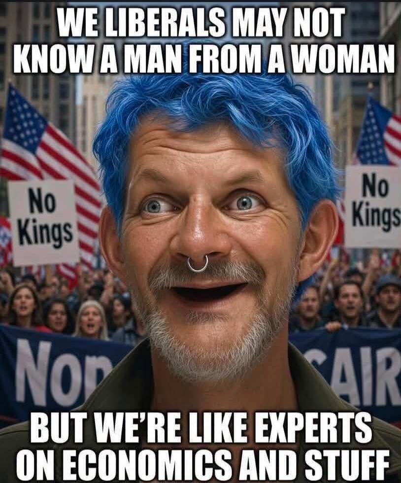 WE LIBERALS MAY NOT KNOW A MAN FROM A WOMAN BUT WE'RE LIKE EXPERTS ON ECONOMICS AND STUFF