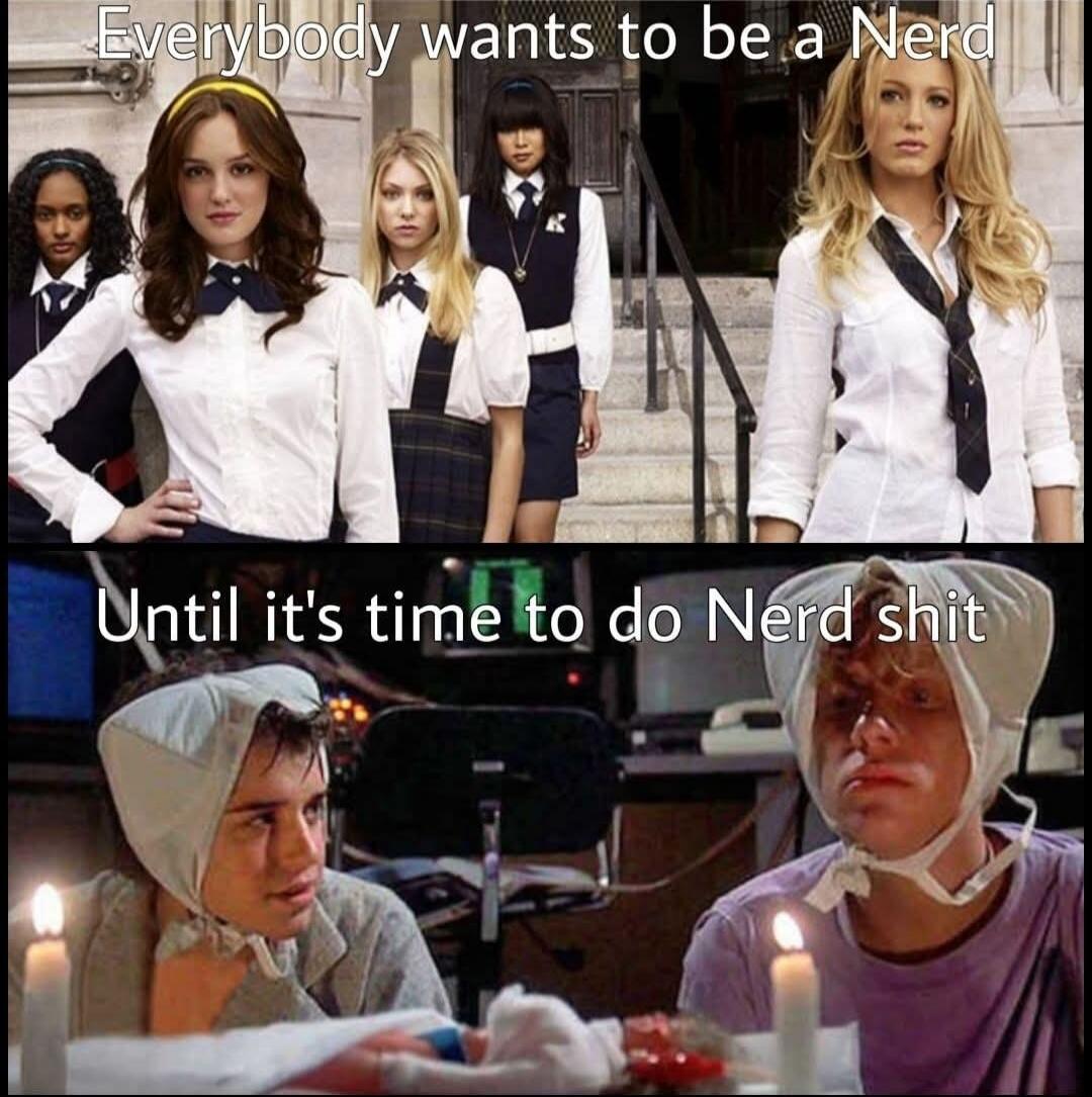 Everybody wants to be a Nerd Until it's time to do Nerd shit