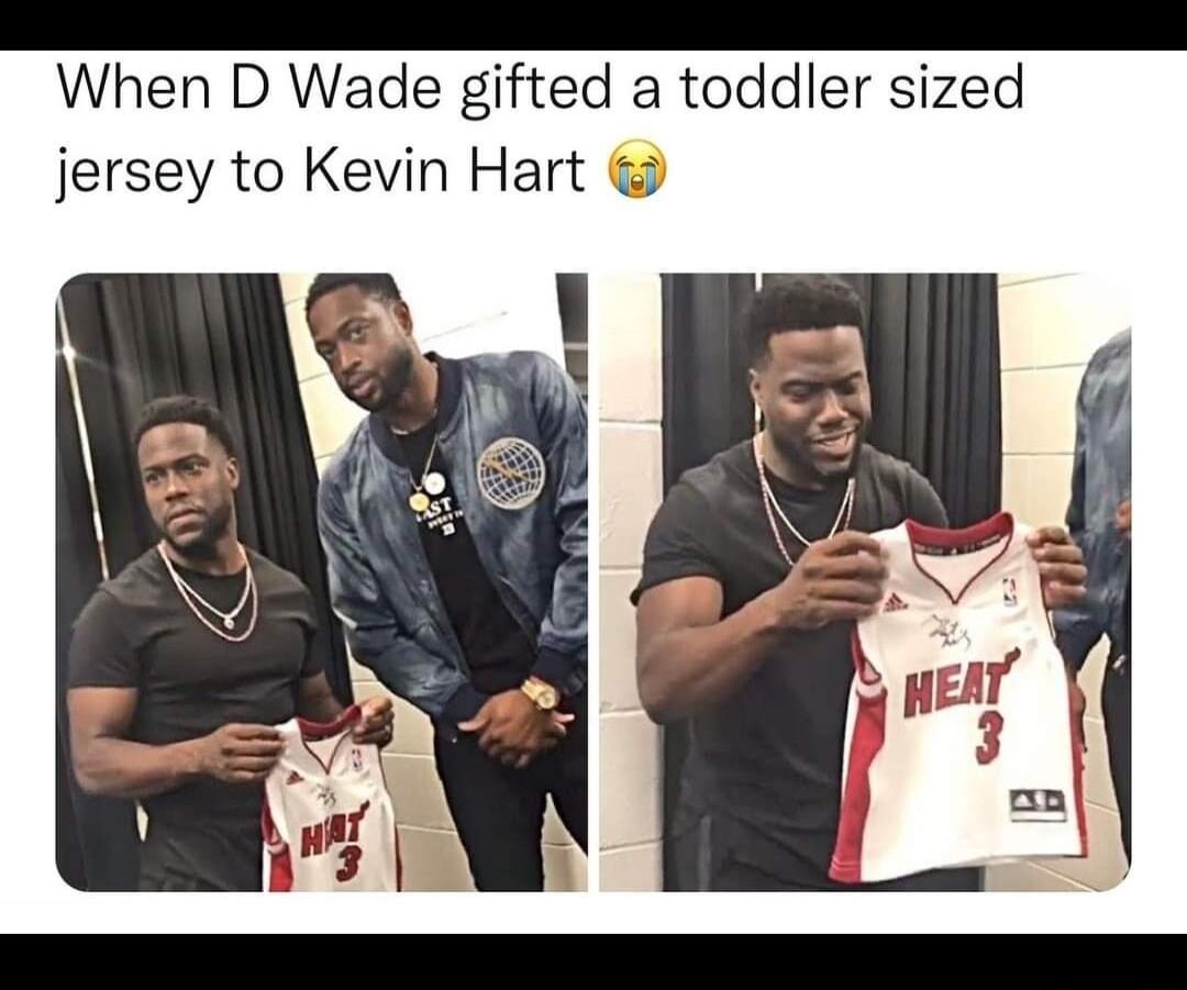 When D Wade gifted a toddler sized jersey to Kevin Hart